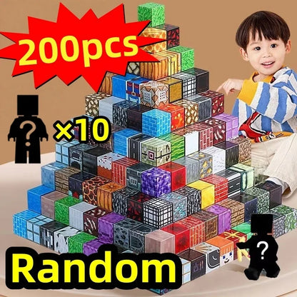10-500 pcs Magnetic Building Blocks Mine World Magnetic Forest House STEM Sensory Toys Brick Cube Toys Set Creative Toy for Gift