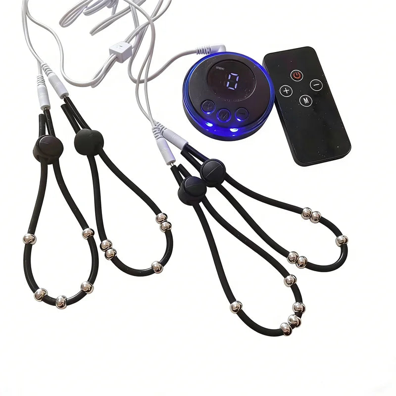 Silicone Cock Rings Male Penis Trainer Massage Male Testis Stimulation Remote Control 8 Modes Electric Shock Adult Toys for Men