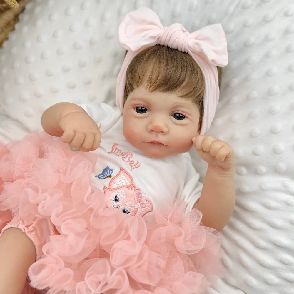 AONPENG 48CM Lifelike Reborn Baby Doll Toy 19inch Vinyl Limbs Cloth Body Lovely Handmade Birthday Gift for Girls