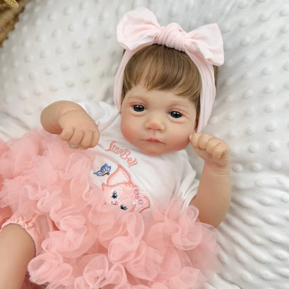 AONPENG 48CM Lifelike Reborn Baby Doll Toy 19inch Vinyl Limbs Cloth Body Lovely Handmade Birthday Gift for Girls