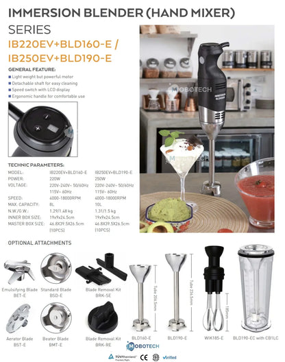 Commercial Immersion Blender Electric Hand Stick Blender Mixer Cuisine Immersion Blender