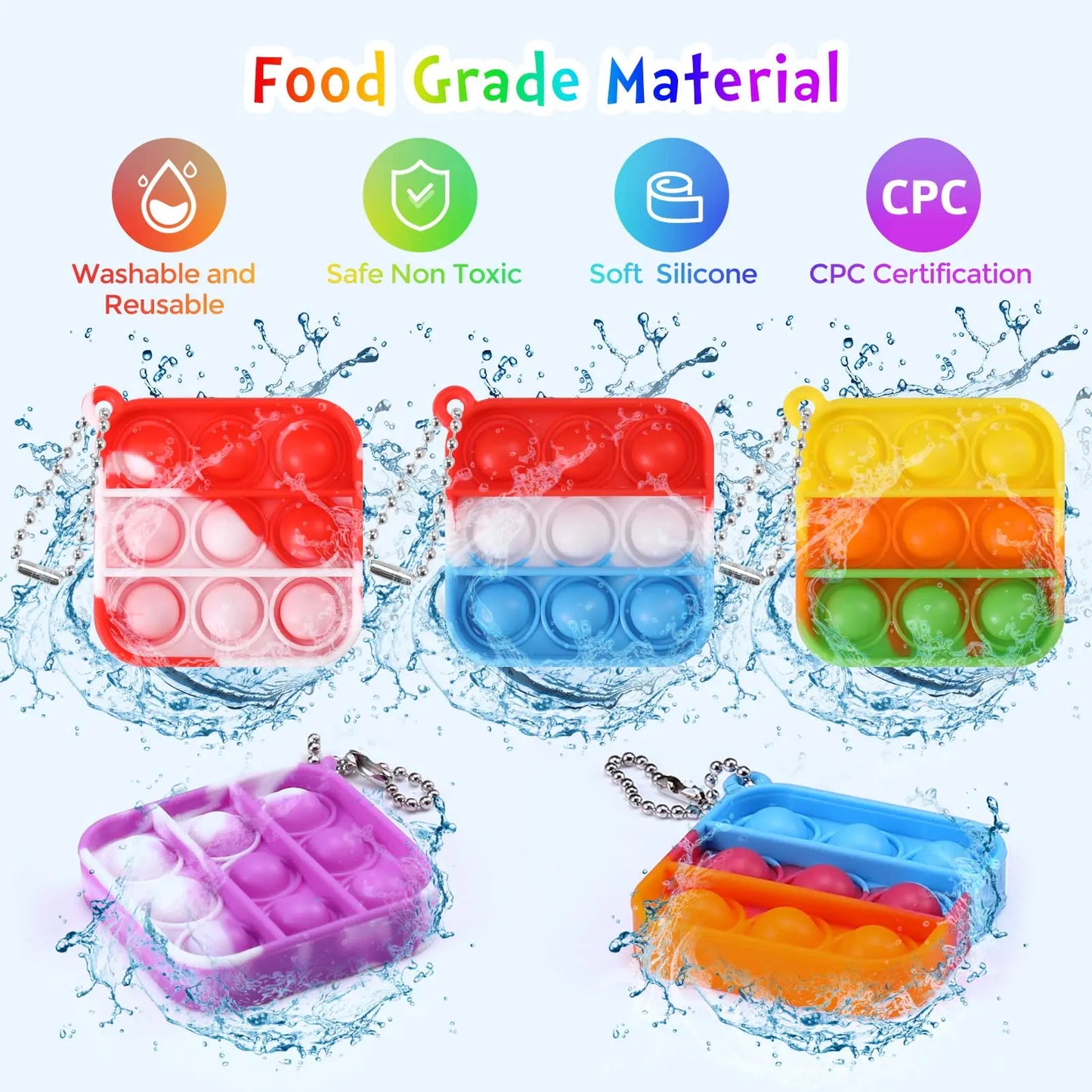 Kids Party Favors Fidget Toys Bulk Mini Pop Fidget Keychain Its Birthday Party Favors for Kids Small Classroom Prizes