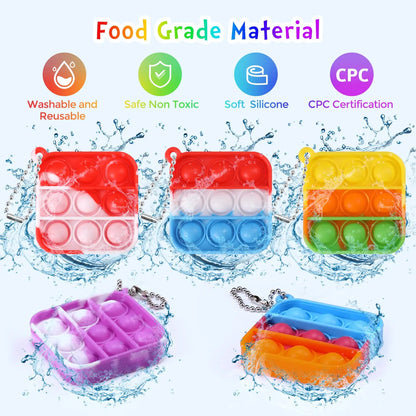 Kids Party Favors Fidget Toys Bulk Mini Pop Fidget Keychain Its Birthday Party Favors for Kids Small Classroom Prizes