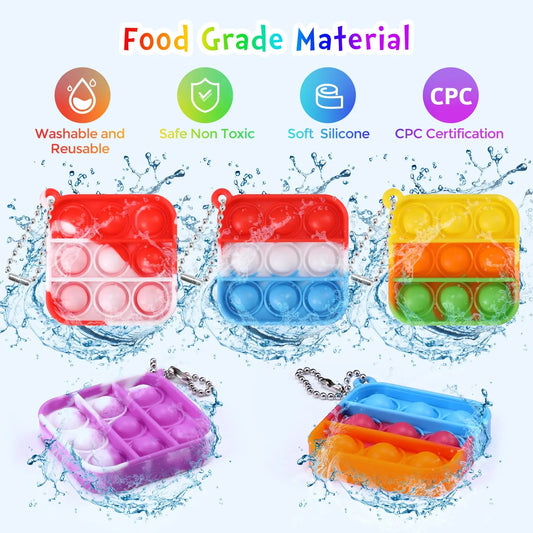 Kids Party Favors Fidget Toys Bulk Mini Pop Fidget Keychain Its Birthday Party Favors for Kids Small Classroom Prizes