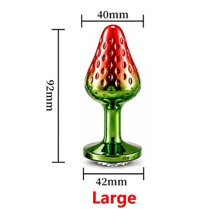 Strawberry Metal Anal Beads Butt Plug Set Small Medium Large Wearable Anal Plug Jewelry Anal Sex Toy For Man Woman