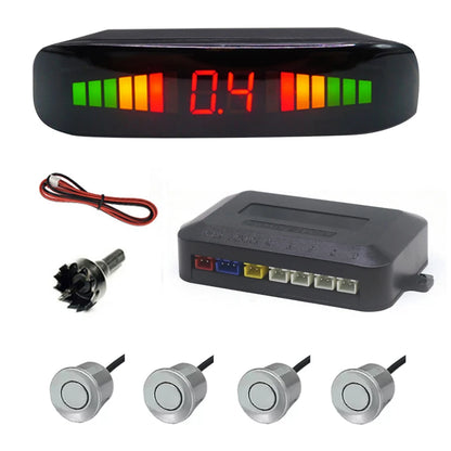 Car Parking Sensors Parking Kit LED Display 22mm 4 Sensors Backlight Reverse Backup Radar Monitoring System 6 Colors 12V
