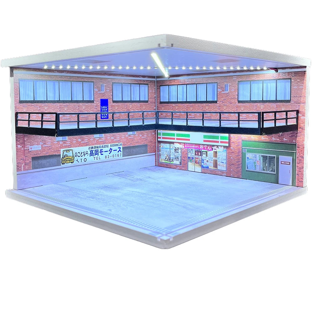 1/64 1/18 1/24 1/32 1/43 Scale Car Garage Diorama Models Set Scene LED Parking Lot Model for Matchbox Hot Wheels Collection
