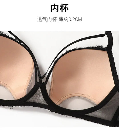Hot Sale French Lace Bra Soft Underwire High Support Push Up Anti Sagging Sexy Nude Back Stylish Bra Size S-XL 32-38 Hot Search