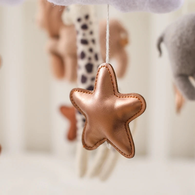 Baby Mobile Crib Bed Bell Musical Rattles Toys Soft Felt Cartoon Animal for Infants Nursery Mobiles Forest Animals Crib Toys