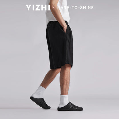 Men Lyocell Textured Japanese Style Casual Shorts 2026 Summer Loose Breathable Versatile Straight Leg 5 Inch Bermuda Pants