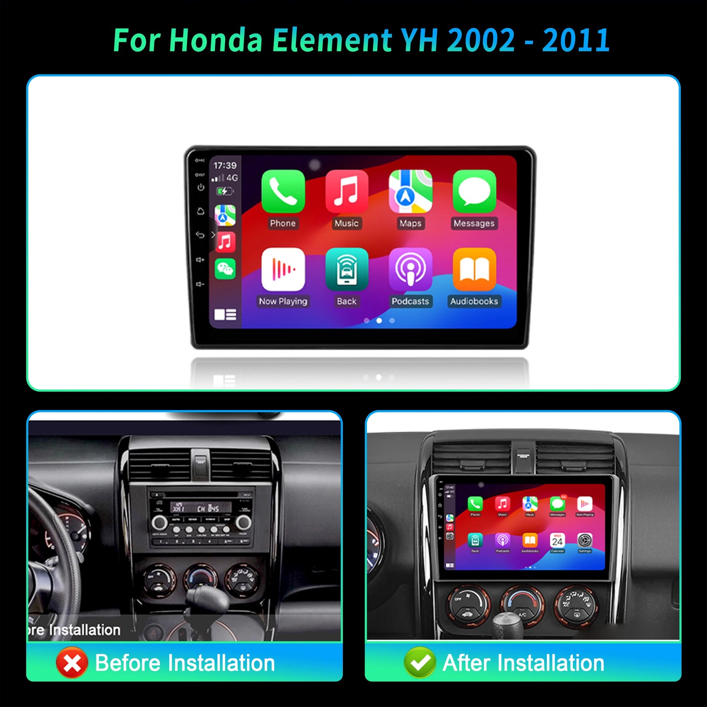 10" For Honda Element YH 2002-2011 Car Multimedia Radio Android 16 System BT Carplay Android Auto 2K QLED Screen 4G GPS 5G WIFI