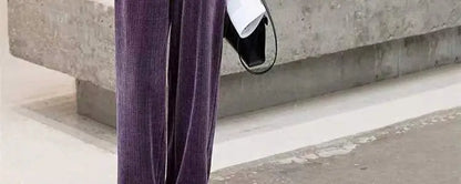 Fashionable Corduroy Set Women's Autumn Winter New Style Elegant Lady Fragrance Wind Coat Wide Leg Pants Two Piece Suit