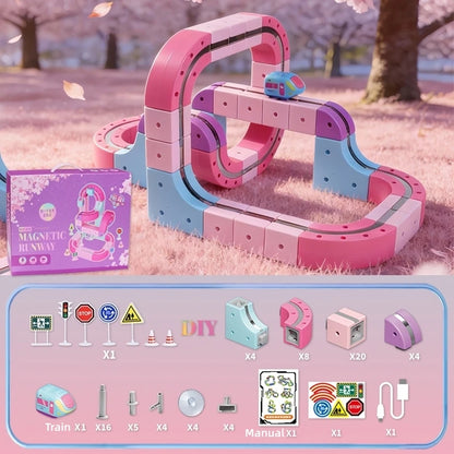 Technical Magnetic Railcar STEM Electric Train Set Anti-Gravity High-Speed Vehicle DIY Building Blocks Toy Birthday Gift Girls