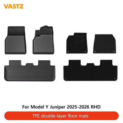 VASTZ TPE Floor Mats for Model Y Juniper 2025 2026 Model 3 Highland 2024-2026 RHD Anti-Slip Trunk Liner for Right Hand Drive Car