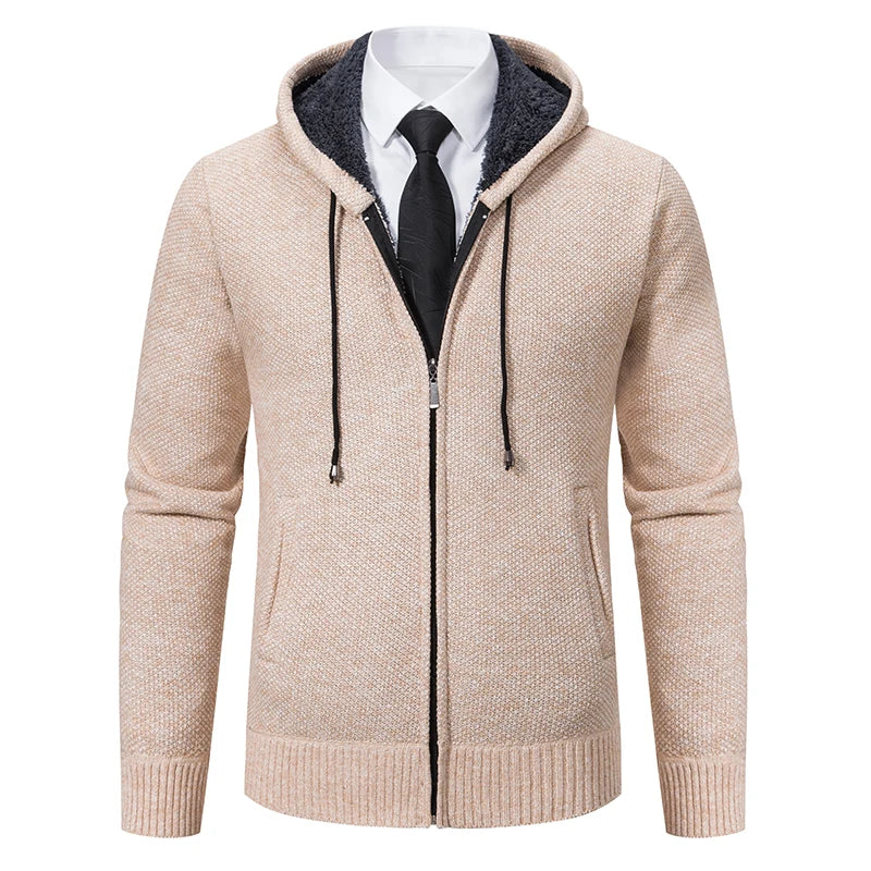 Men Sweater Jacket Winter Autumn Cold Coat Fleece Zipper Cardigan Soft Jumpers Turtleneck Warm Y2K High Quality Outerwear