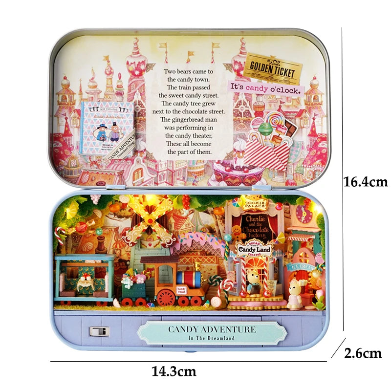 9 Styles Box Theatre DIY Wooden DollHouses Miniature Box Doll Houses 3D Puzzle Assemble Building Model Kits Toy Birthday Gifts