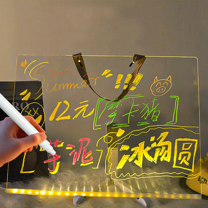 LED Luminous Blackboard Drawing Toys Magic Light Blackboard Graffiti Coloring Art Lamp Acrylic Message Board Montessori Kids Toy