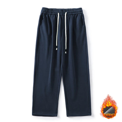 DUKEEN Pique Fabrics Sweatpants for Men Loose Causal Straight Legged Trouse Autumn and Winter Solid Colors Sports Fleece Pants