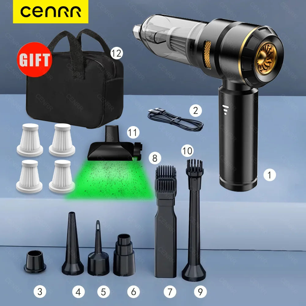 CENRR 998000PA Car Vacuum Cleaner Portable Powerful HandHeld Car Cleaner Dust Display Lamp Strong Suction Air Gun