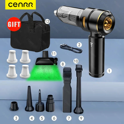 CENRR 998000PA Car Vacuum Cleaner Portable Powerful HandHeld Car Cleaner Dust Display Lamp Strong Suction Air Gun