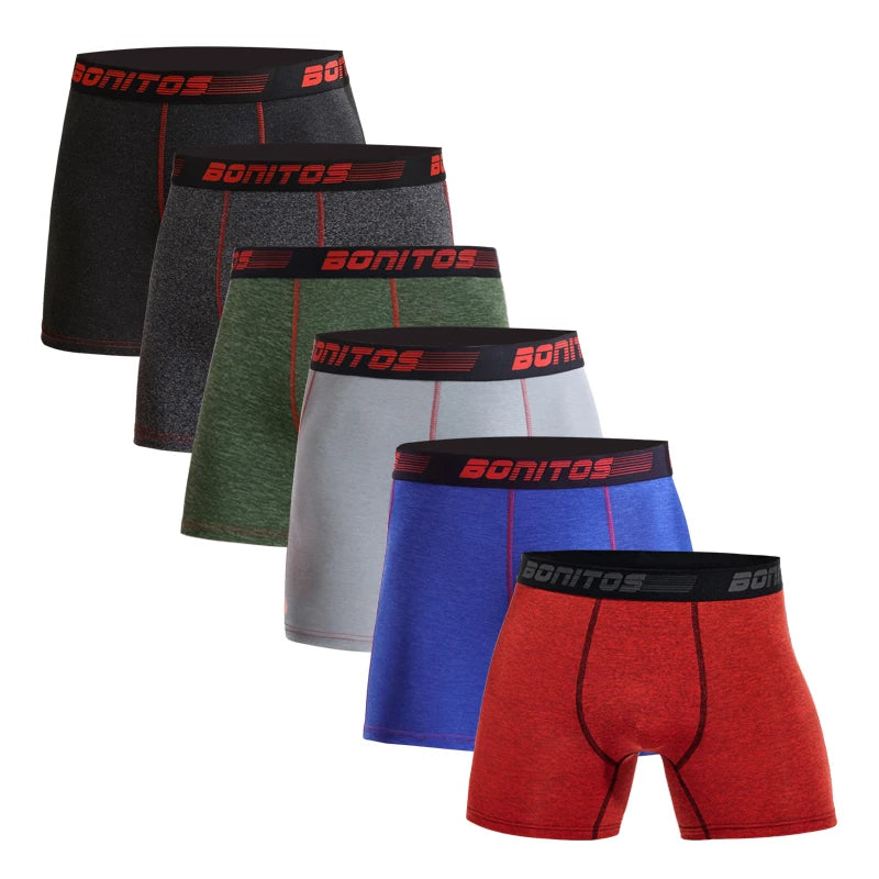 6Pcs/Pack Men's Boxer Briefs Plus Size Boxers Man Underwear Polyester Panties For Men Underpants Alphabet Elastic Webbing Shorts