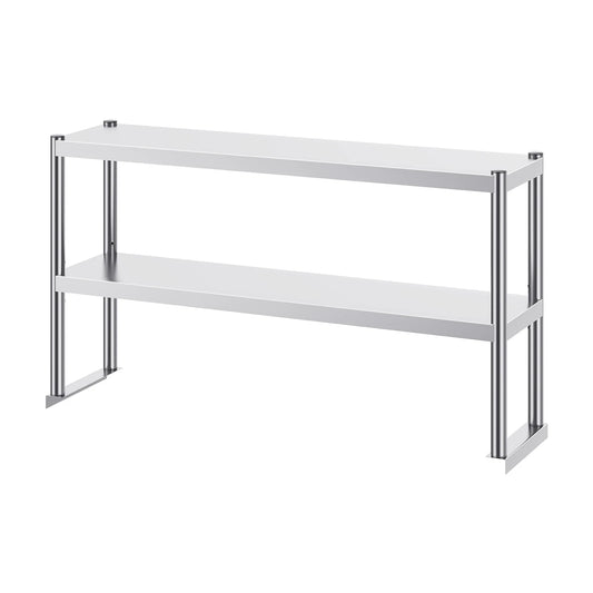 SucceBuy Stainless Steel kitchen worktable Overshelf with Height Adjustable Overshelf Prep Work Table for Kitchen Restaurant