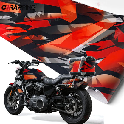 Geometry Car Wrapping Vinyl for Motorcycle Vinyls Camouflage Disruptive Pattern Red Wrap Foil Car Body Films Auto Stickers Tools