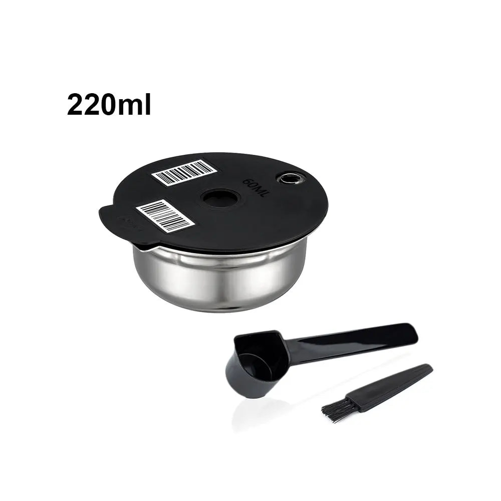 Stainless Steel Reusable Tassimo Coffee Pod Refillable Coffee Capsule for Bosch Tassimo Maker 60 180 200 220ML Silicone Lid