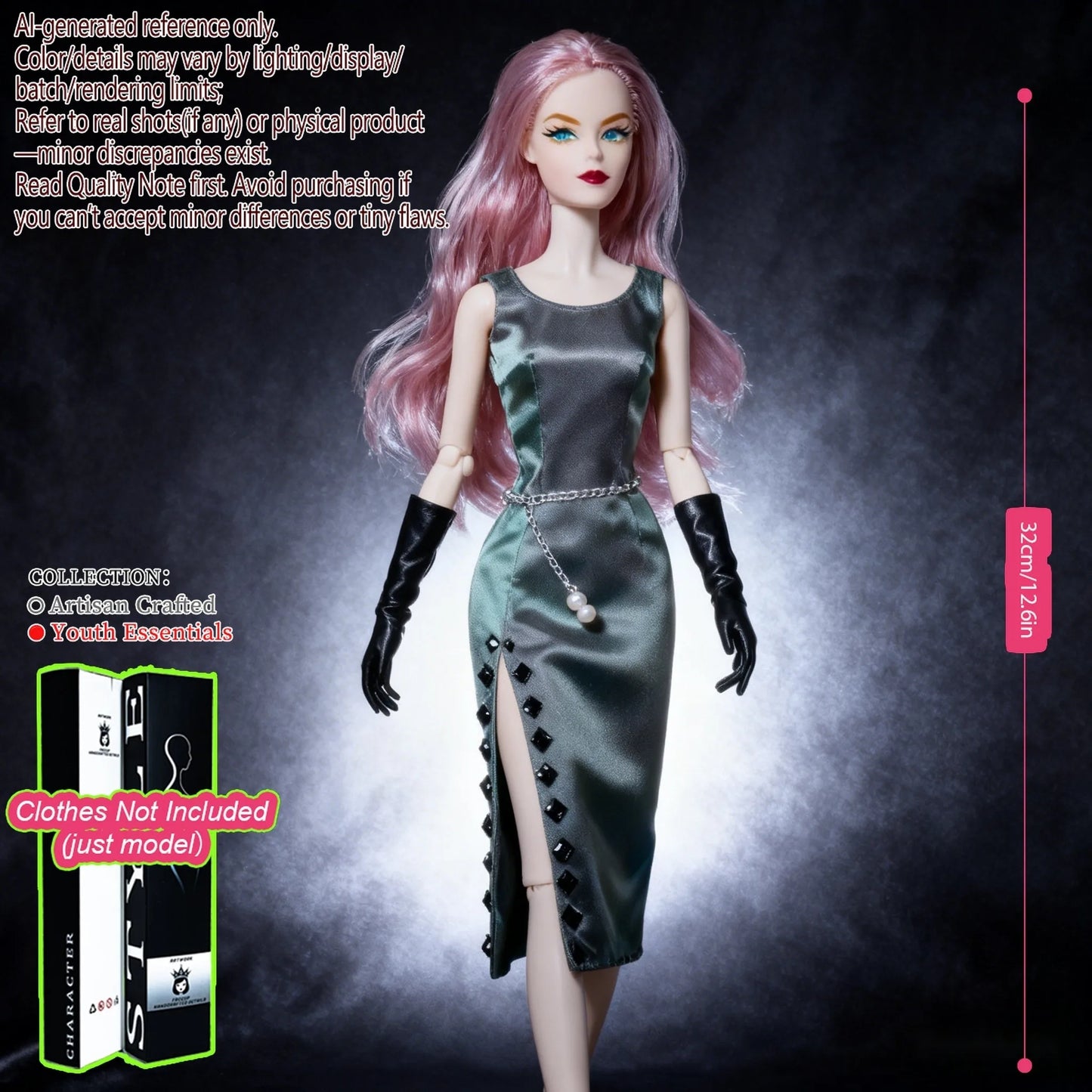 Pro-Grade 12.6in 1/6 BJD Doll - 12-Articulated Statue, Exquisite Makeup, Fluffy Hair, Desktop Ornament (No Clothing)