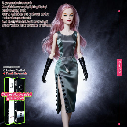 Pro-Grade 12.6in 1/6 BJD Doll - 12-Articulated Statue, Exquisite Makeup, Fluffy Hair, Desktop Ornament (No Clothing)