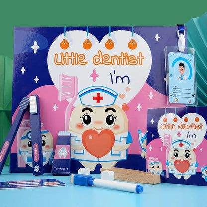 Childrens Wooden Realistic Pretend Play Dentist Role Playing Educational Early Childhood Toys Doctor Set for Kids Birthday Gifts