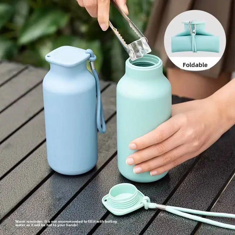 600ml Portable Telescopic Silicone Folding Water Bottle - Convenient for Travel and Camping Water Dispenser