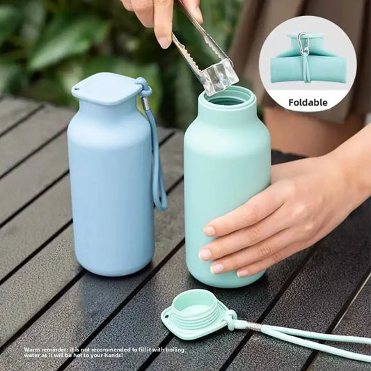 600ml Portable Telescopic Silicone Folding Water Bottle - Convenient for Travel and Camping Water Dispenser