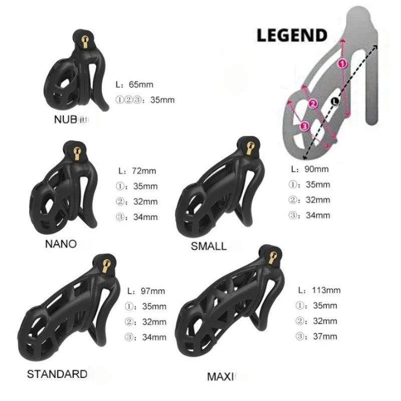 Male Penis Lock Chastity Cage with Lock and 4 Rings Resin Virginity for Men Breathable Cock Ring Penis Fetish Restrain Sexy Toys