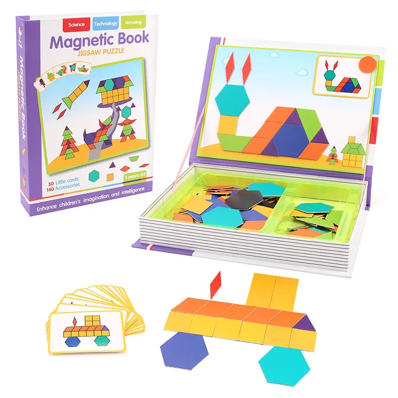 Magnetic Book 3D Cartoon Puzzles Jigsaw Funny Children's Intelligent Brain Training Game Educational Toys for Kids Gift Xmas Toy