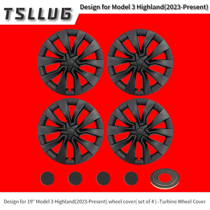 TSLLUG 4PCS 19-Inch Hub Cap for Tesla Model 3 Highland 2024-2026 32nd Style Automobile Hubcap Full Rim Cover Accessories