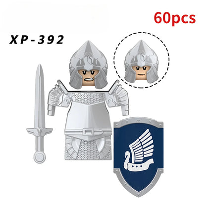 KT1051 Gondor Medieval Knight Building Blocks Figures Lancer Archer Soldier Minifigures With Helmet DIY Bricks Toys For Gift