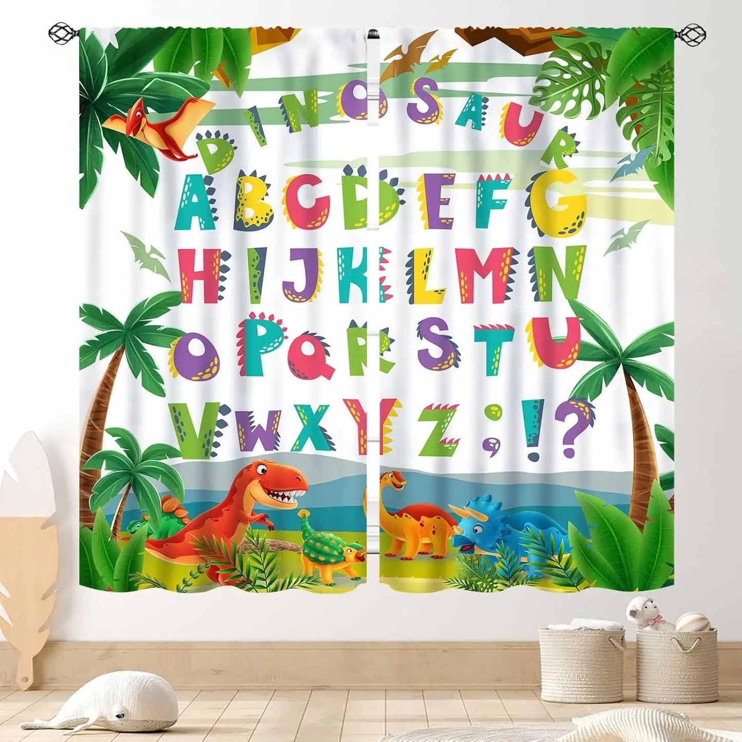ABC Alphabet Classroom Curtains,Kids Cartoon Animal Educational Learning Cute Colorful Back to School Decorations Window Drapery