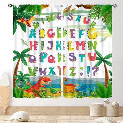ABC Alphabet Classroom Curtains,Kids Cartoon Animal Educational Learning Cute Colorful Back to School Decorations Window Drapery