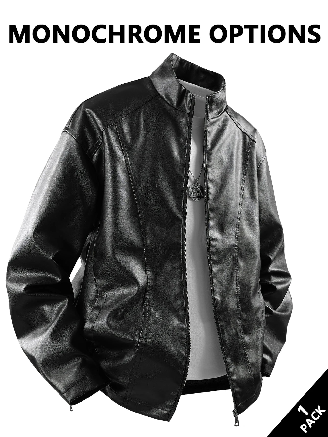 Men's Small Stand-Up Collar Leather Jacket, Windproof and Warm, Stylish and Form-Fitting, Suitable for Daily Commuting, Street Wear, Autumn and Winter Outings, Casual Gatherings with Friends, Casual Entertaining, and Short Tr