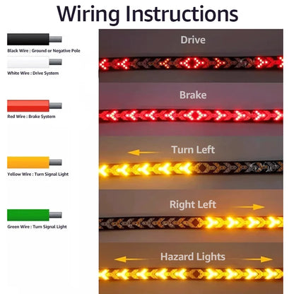 12 24V Car Truck LED Tailgate Light Strip Dynamic Flowing Arrow Tail Light LED Strip Brake Light Turn Signal Warning Lamp
