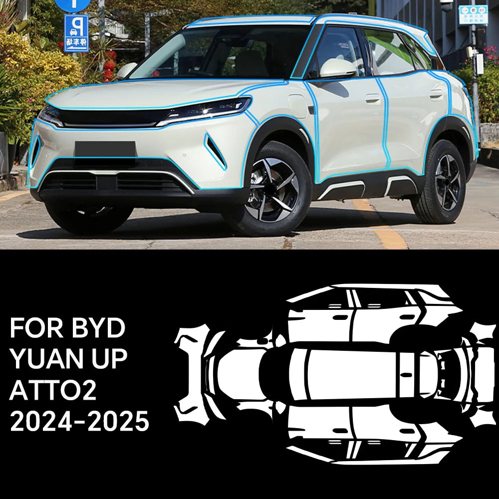 Paint Protection Film Clear Vinyl Gloss Self Healing Wrap Precut Full Car Anti-Scratch UV Protection For BYD Yuan UP ATTO 2 2024