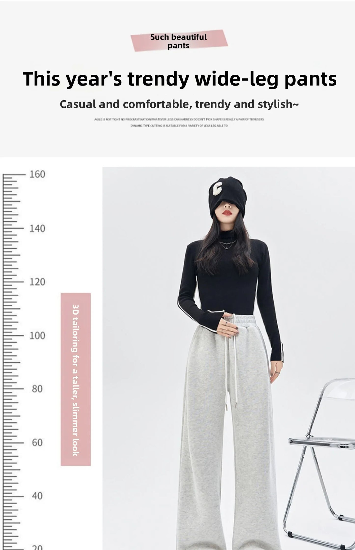 Gray Lamb Velvet Sport Pants Women's High Waist Drapey Fleece Wide Leg Casual Small Size Thickened Cotton Pants