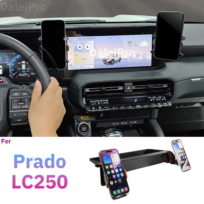 For Toyota Land Cruiser 250 Prado LC250 2024 2025 Double Phone Holder Car Multifunctional Storage Box Magsafe Wireless Charger