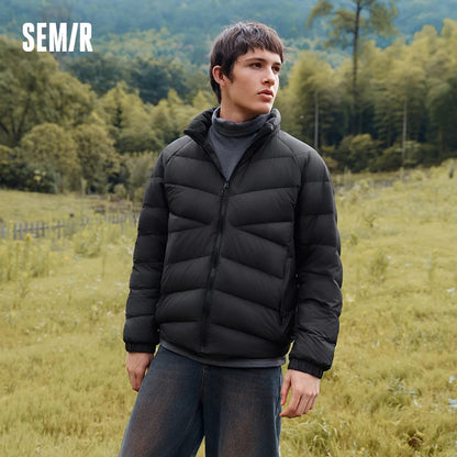 Semir Down Jacket Men Three-Resistant Outerwear Lightweight Thin Down Liner Stand Collar Top 2025 New Winter Warm Men's Clothing