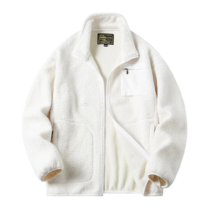 2024 Fashion Fleece Jackets Man Trendy Lamb Wool Coats Outdoor Sports Thick Warm Casual Streetwear Coats Windproof Jacket Male