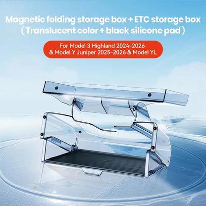 YZ For New Tesla Highland Model 3/Y/YL Juniper Tray Magnetic Under Screen Fold Storage Box ETC Screen Storage Box