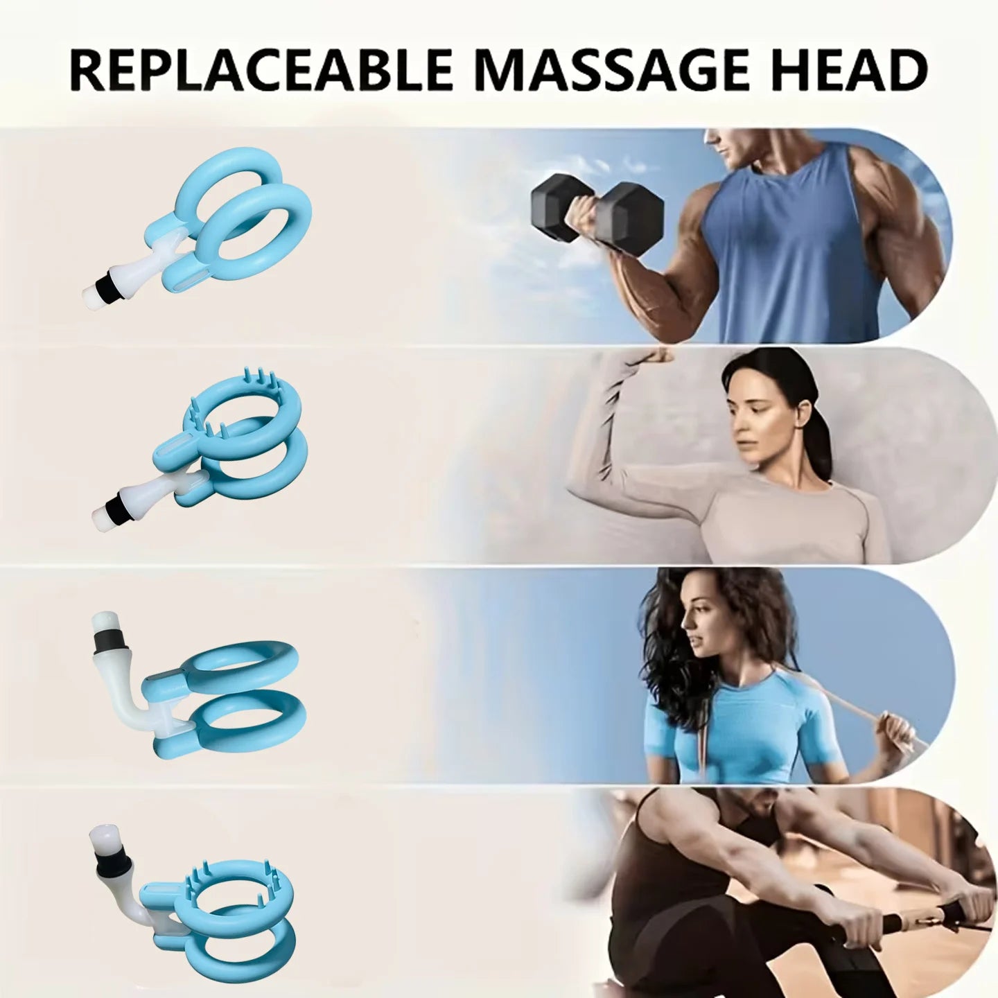 Massage Gun Head Attachments for 12-19mm Shaft, Replaceable Silicone Fascia Gun Head,   Fitness Accessories for Muscle Relief