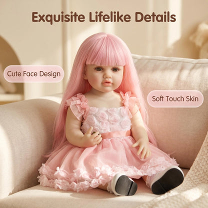 Lifelike Betty Reborn Baby Doll 55CM NPK Full Body Waterproof Pink Hair Princess Toddler Realistic Touch