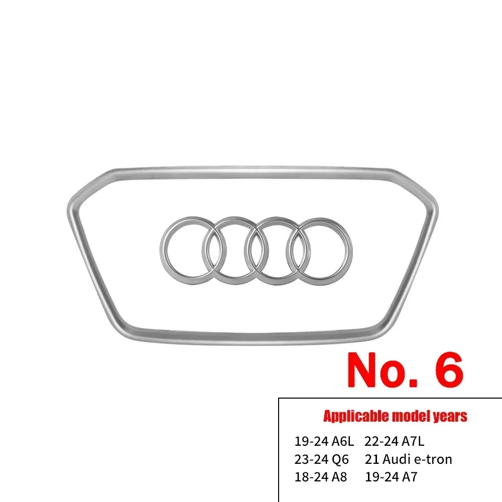 Audi Automobile Steering Wheel Logo Bright Frame Strip Electroplated Sticker Emblem For A3 A4 B8 8P B9 8V A5 A6 C7 A7 Q3 Q5 Q7
